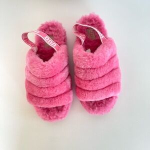 UGG fair fur sandals, Used, Pink fur sandals size 8